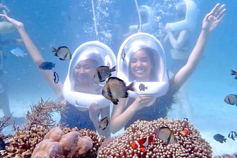 Boracay: Island Hopping with Crystal Kayak & Helmet Diving - Snorkeling stops and the P100 fee you must plan for