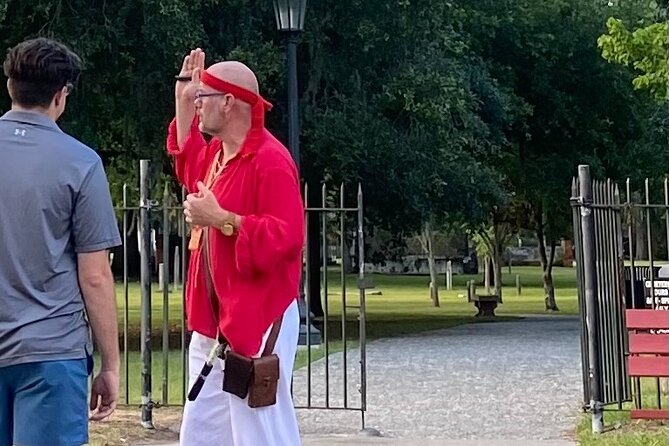 Captain Stoner's Haunted Dive Bar Crawl in Historic Savannah - Tomochichi Memorial Stone: hanging square lore and the death-row drug store story