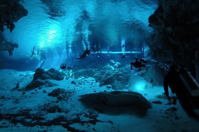 Dos Ojos Cenote Cavern Dive- The Barbie Line and The Bat Cave - What the day feels like underwater (light, depth, and navigation)
