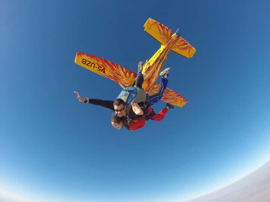 From Swakopmund: Tandem Sky Diving - Harness up and meet your instructor: the tandem setup that turns chaos into a plan