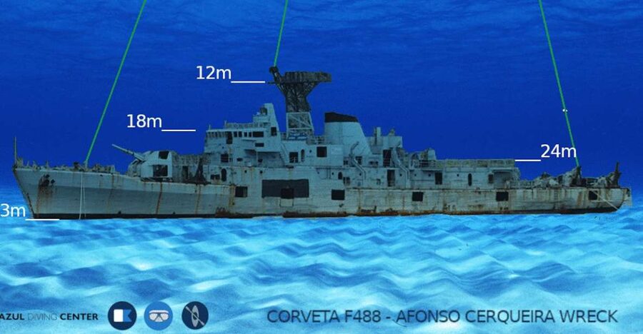 Funchal: Advanced Scuba Diving Afonso Cerqueira Wreck - Inside the ship: engine room, cafeteria, captain’s deck