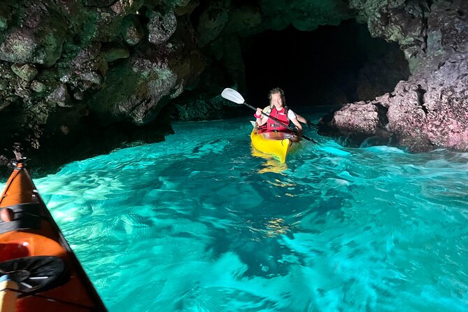 Porto Selvaggio kayak tour + cliff diving + cold spring immersion - Pine forest walk and the cliff jump into Gaia Cave