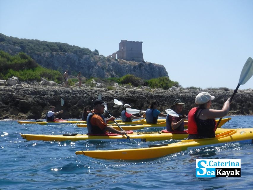 Porto Selvaggio kayak tour + cliff diving + cold springs - Paddling under S. Maria dell’Alto Tower and hunting the hidden coves