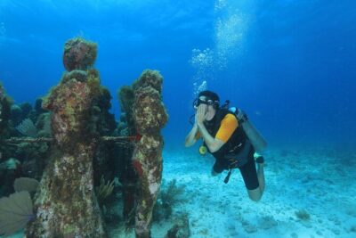 Two Tanks Scuba Diving for Beginners in Cancun - The Two Stops: MUSA Museum Statues Then Manchones Reef Wildlife